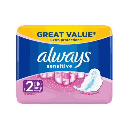Always Sensitive Long Ultra (Size 2) Sanitary Pads With Wings