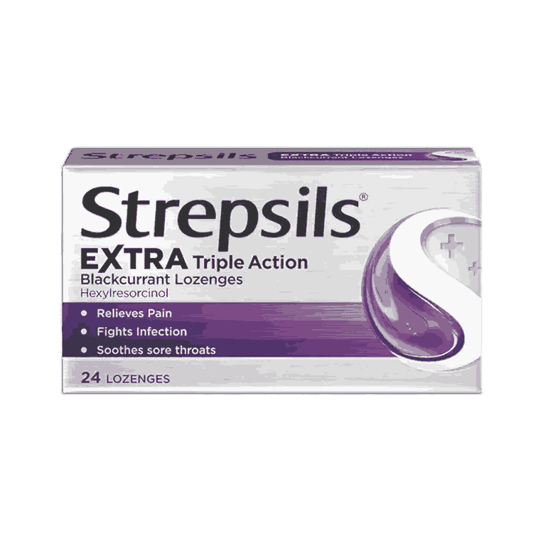Strepsils Extra Triple Action Blackcurrant Lozenges