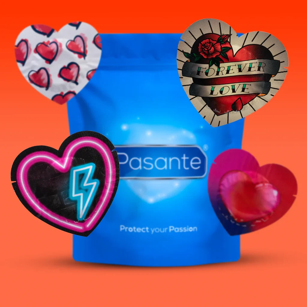 Pasante Heart Shaped Condoms Bulk Pack