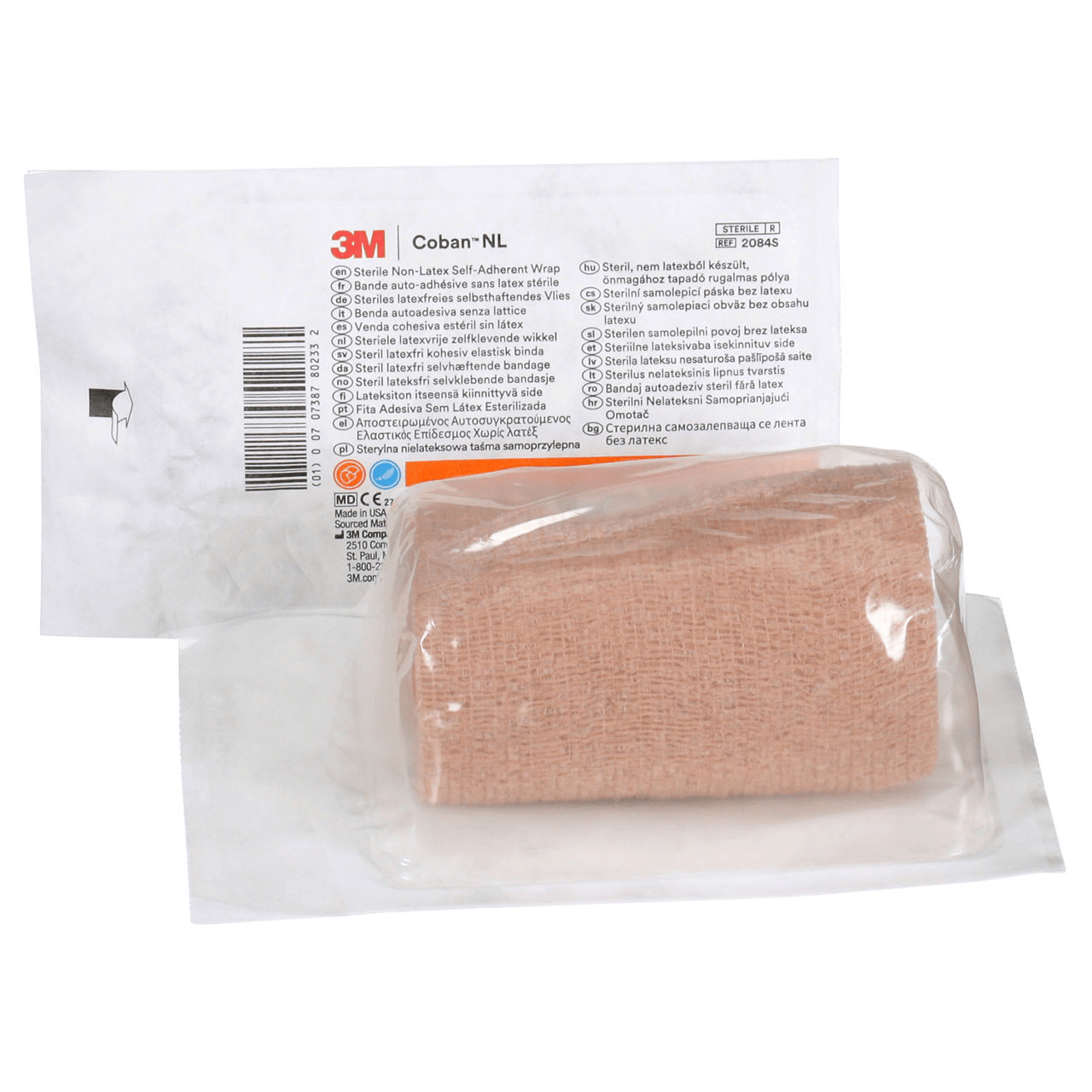3M™ Coban™ LF Latex Free Self-Adherent Wrap 2084S, 100 mm x 4.5 m, Tan, Sterile