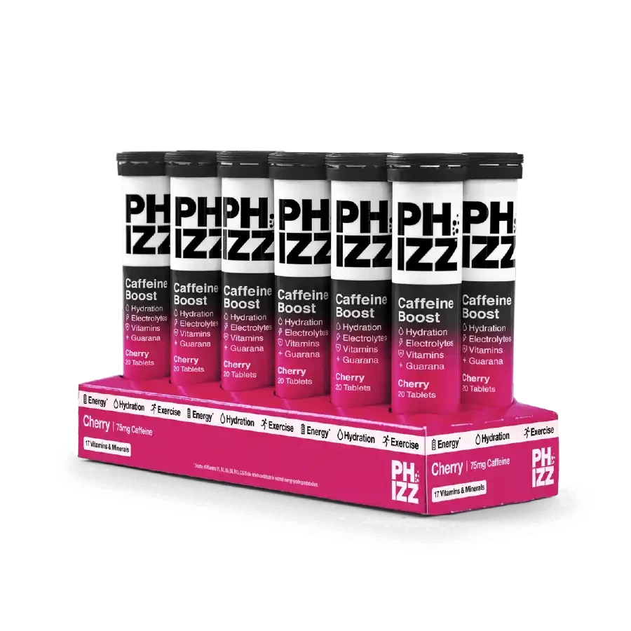 Phizz Cherry + Caffeine Boost 3-in-1 Hydration, Electrolytes and Vitamins Effervescent