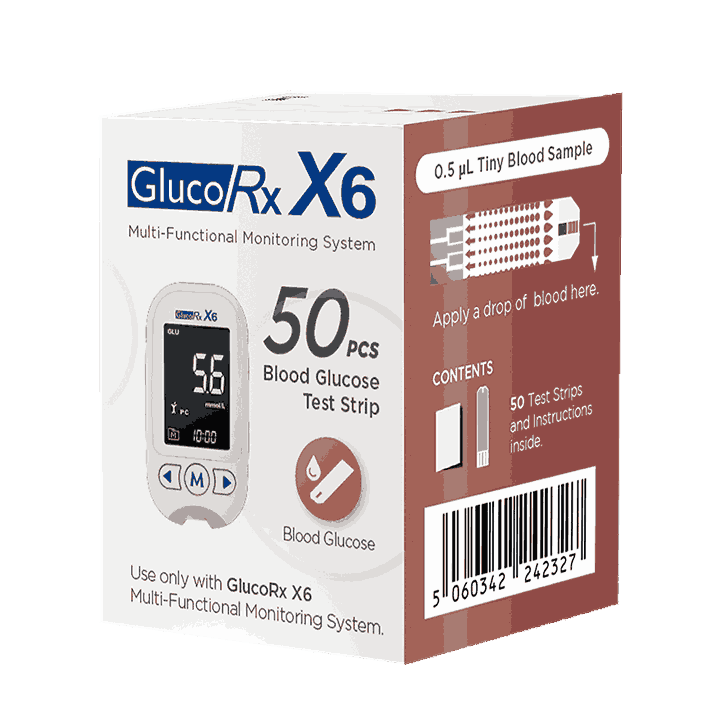 GlucoRx X6 Blood Glucose Test Strips