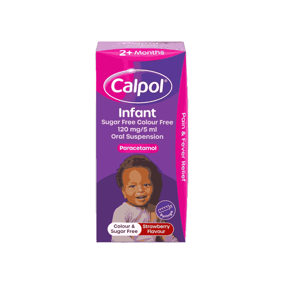 CALPOL® Infant Suspension Sugar & Colour Free Strawberry Flavour 2+ Months 100ml